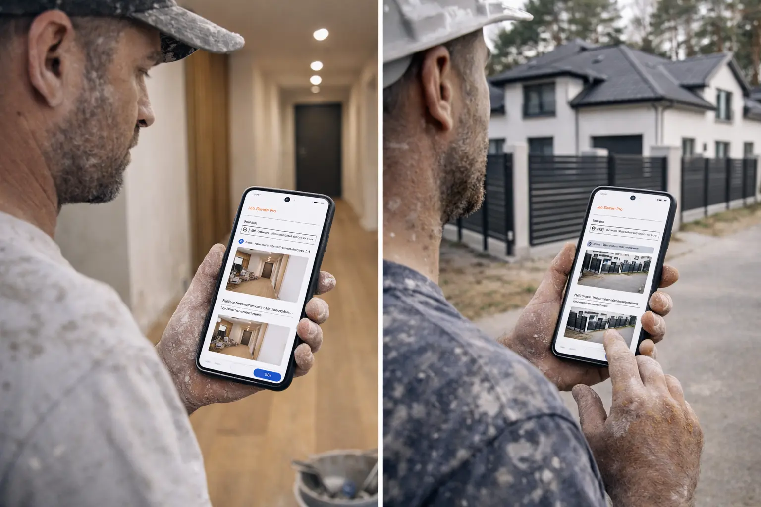 PDF job report with company logo generated by JobDone showing tiling work